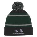 Tri-Tone Striped Pom Beanie With Cuff