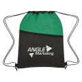 Crosshatch Two-Tone Non-Woven Drawstring Bag