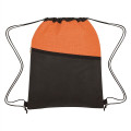 Crosshatch Two-Tone Non-Woven Drawstring Bag