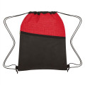 Crosshatch Two-Tone Non-Woven Drawstring Bag