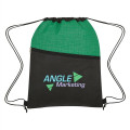 Crosshatch Two-Tone Non-Woven Drawstring Bag