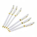 Elegant White Metal Ballpoint Pen With Gold Trim 