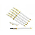 Elegant White Metal Ballpoint Pen With Gold Trim 