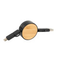 Bamboo Retractable 3-in-1 Charging Cable