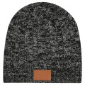 Knit Beanie With Leather Tag