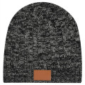 Knit Beanie With Leather Tag
