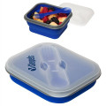 Collapsible Silicone Lunch Box with Fork & Spoon