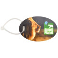 Oval shaped luggage tag