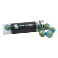 Chocolate Globes in a 5 " Plastic Tube with Metal Cap