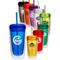 16 oz. Double Wall Acrylic Tumblers With Straw