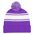 Two-Tone Knit Pom Beanie With Cuff