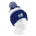 Two-Tone Knit Pom Beanie With Cuff