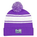 Two-Tone Knit Pom Beanie With Cuff