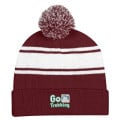 Two-Tone Knit Pom Beanie With Cuff