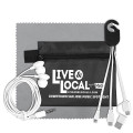Mobile Tech Charging Cables and Earbud Kit in Zipper Pouch