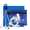 Mobile Tech Charging Cables and Earbud Kit in Zipper Pouch