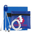 Mobile Tech Charging Cables and Earbud Kit in Zipper Pouch