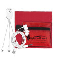 Mobile Tech Charging Cables and Earbud Kit in Zipper Pouch