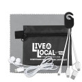 Mobile Tech Charging Cables and Earbud Kit in Zipper Pouch