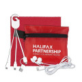Mobile Tech Charging Cables and Earbud Kit in Zipper Pouch