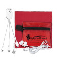 Mobile Tech Charging Cables and Earbud Kit in Zipper Pouch