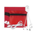 Mobile Tech Charging Cables and Earbud Kit in Zipper Pouch