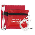 Mobile Tech Charging Cables and Earbud Kit in Zipper Pouch