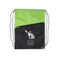 Two-Tone Poly Drawstring Backpack With Zipper
