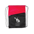 Two-Tone Poly Drawstring Backpack With Zipper