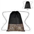 LEOPARD PRINT NON-WOVEN DRAWSTRING BAG