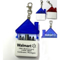 House shaped tool kit with 4 steel bits keychain