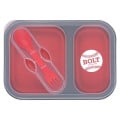 Collapsible 2-Section Food Container With Dual Utensil