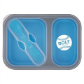 Collapsible 2-Section Food Container With Dual Utensil