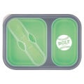 Collapsible 2-Section Food Container With Dual Utensil