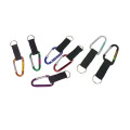 Carabiner with split key ring and nylon strap