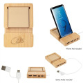 Bamboo Multi-Port Hub With Phone Holder & Sticky Notes