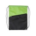 Two-Tone Poly Drawstring Backpack With Zipper