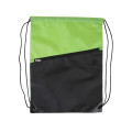 Two-Tone Poly Drawstring Backpack With Zipper