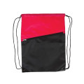 Two-Tone Poly Drawstring Backpack With Zipper