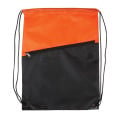 Two-Tone Poly Drawstring Backpack With Zipper