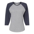 LAT Women's Baseball Fine Jersey Three-Quarter Sleeve Tee