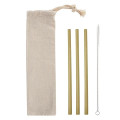 3 Pack Bamboo Straw Kit In Cotton Pouch