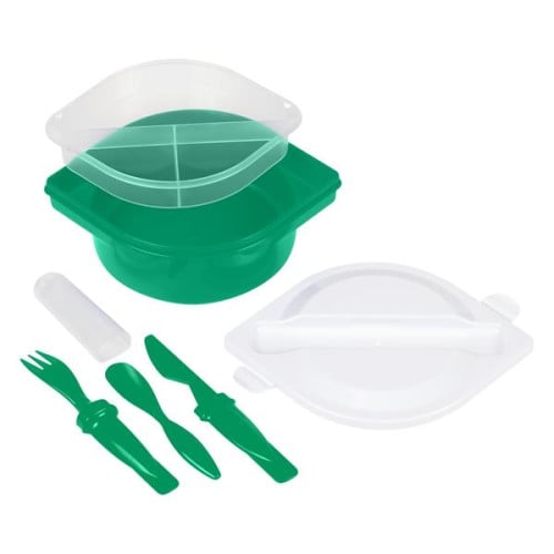 Multi-Compartment Food Container With Utensils