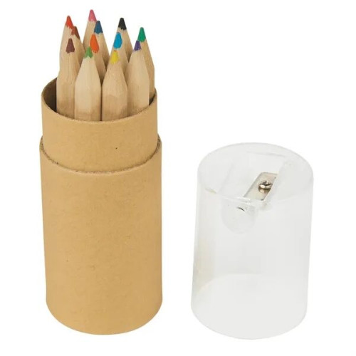 12-Piece Colored Pencil Set In Tube With Sharpener