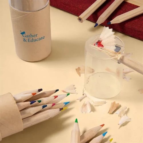 12-Piece Colored Pencil Set In Tube With Sharpener