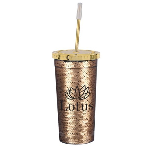 24 Oz. Sequin Tumbler with Park Avenue Straw