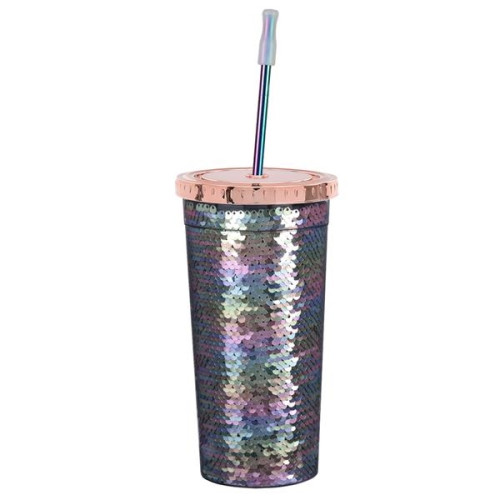 24 Oz. Sequin Tumbler with Park Avenue Straw