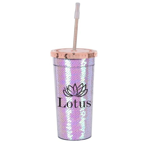 24 Oz. Sequin Tumbler with Park Avenue Straw