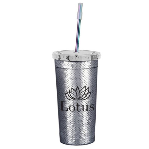 24 Oz. Sequin Tumbler with Park Avenue Straw