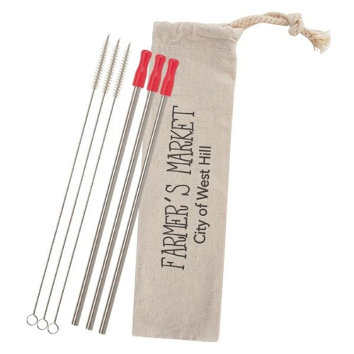 3-Pack Stainless Straw Kit with Cotton Pouch